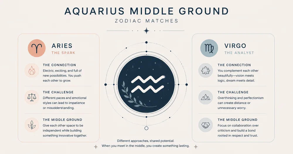 Aquarius middle ground zodiac matches Aries Virgo compatibility