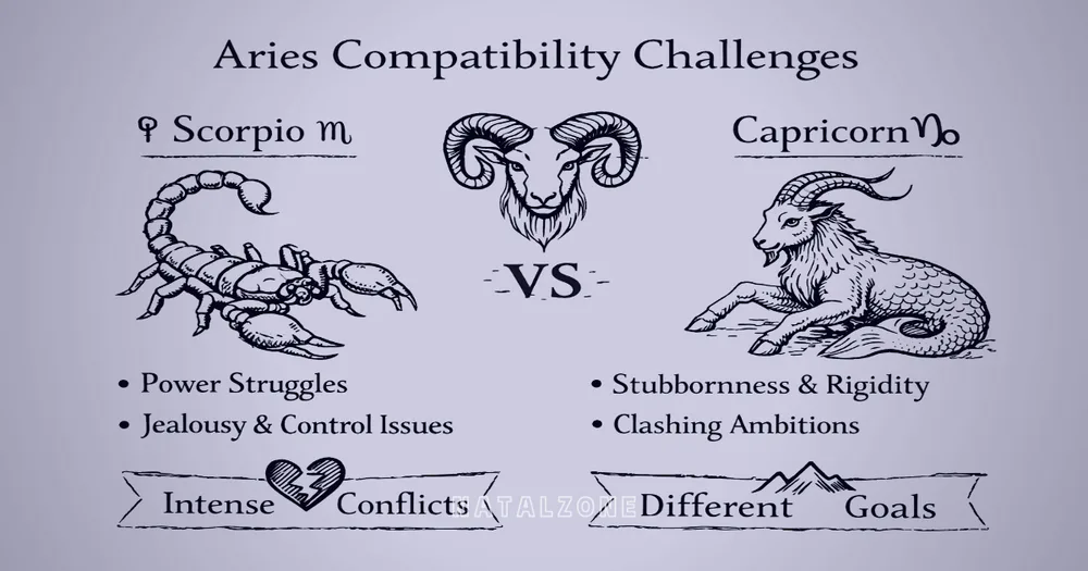 Aries compatibility challenges with Scorpio and Capricorn