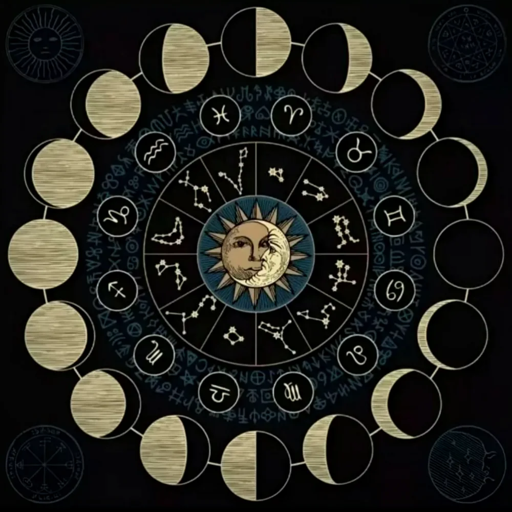 Circular diagram showing the Progressed Moon cycling through 12 zodiac signs over approximately 29 years